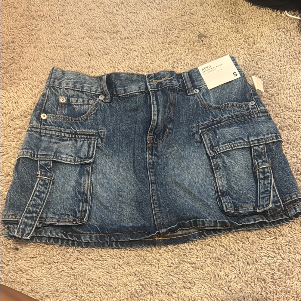 Denim Mini Skirt with Pockets